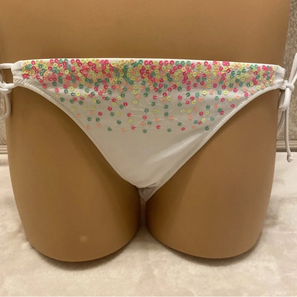 Victoria's Secret Bikini White With Confetti Sequins